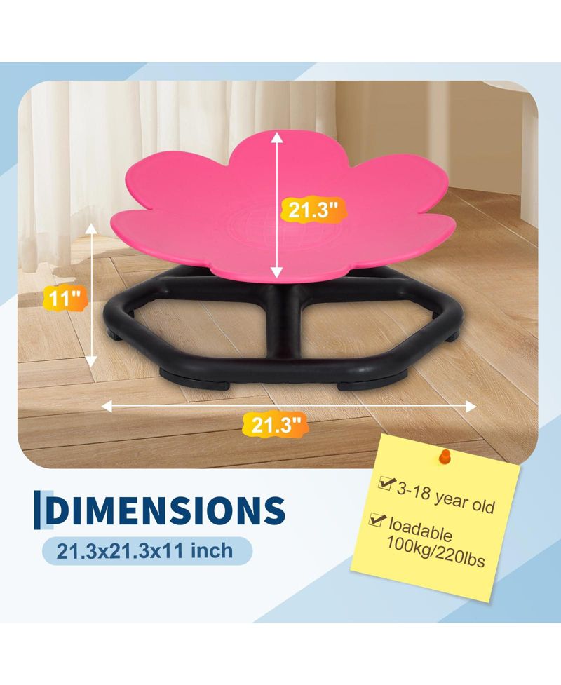 Kids Active Spin Chair - Flower Design Balance Seat with Non-Slip Pads, 220 lb Capacity