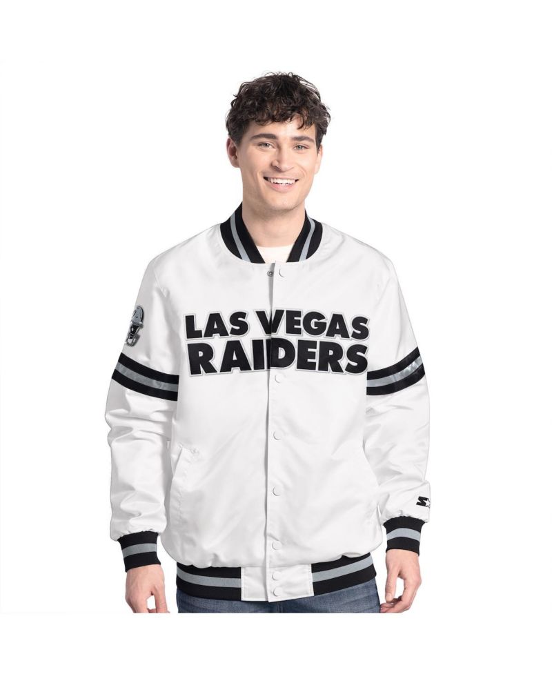 Men's White Las Vegas Raiders Scout Full-Snap Varsity Jacket