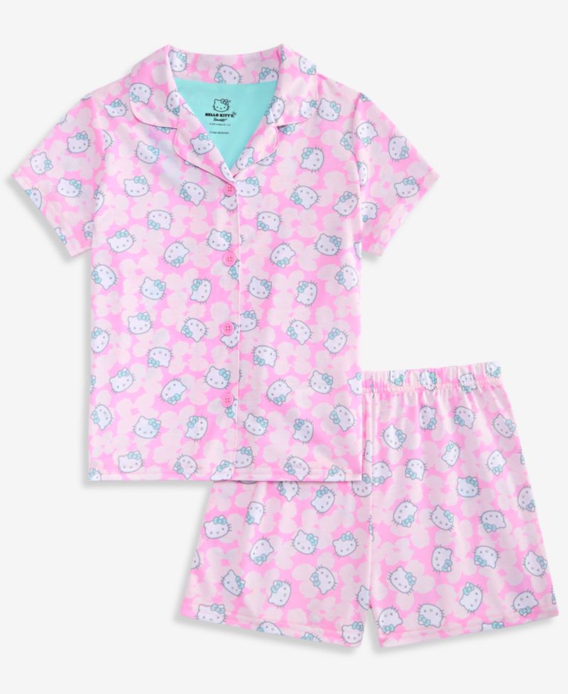 Girls' 4-10 Button-Down Pajamas, 2-Piece Set
