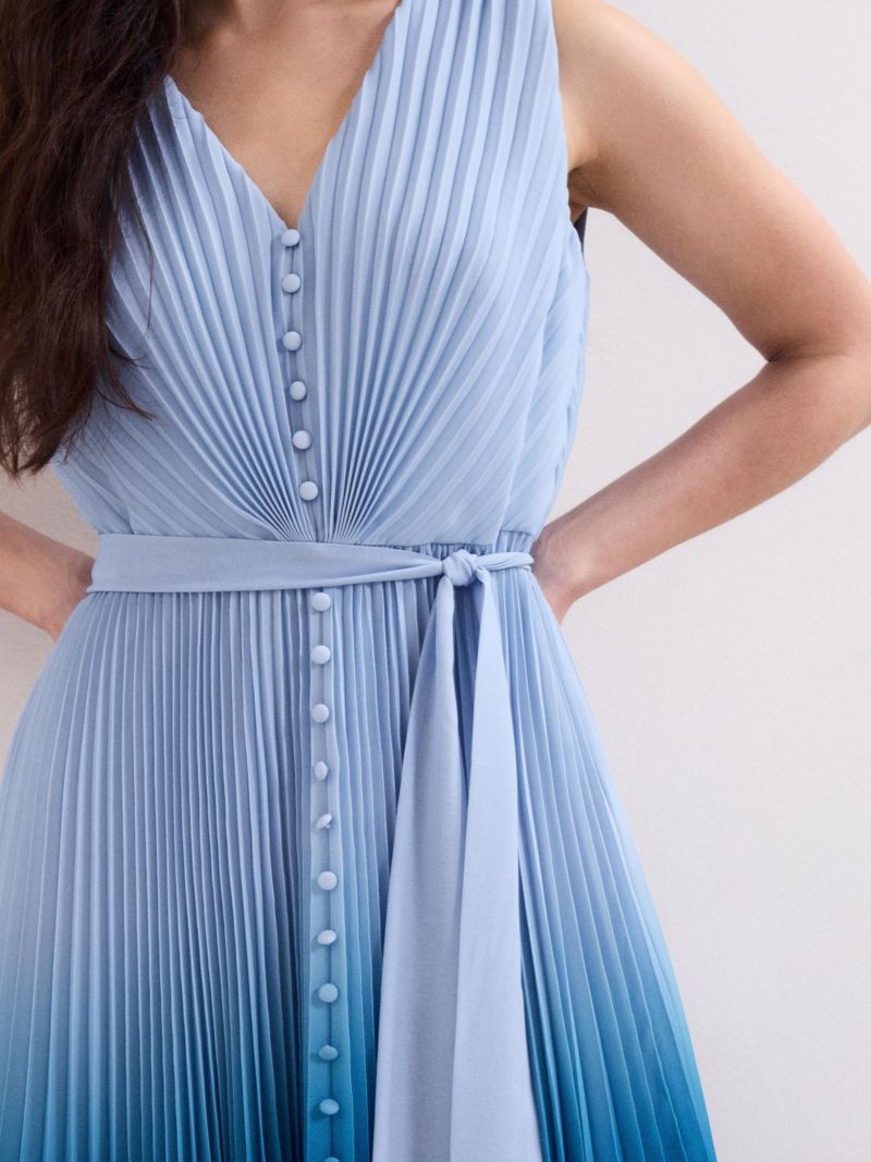 Women's Mira Pleated V-Neck Midi Dress