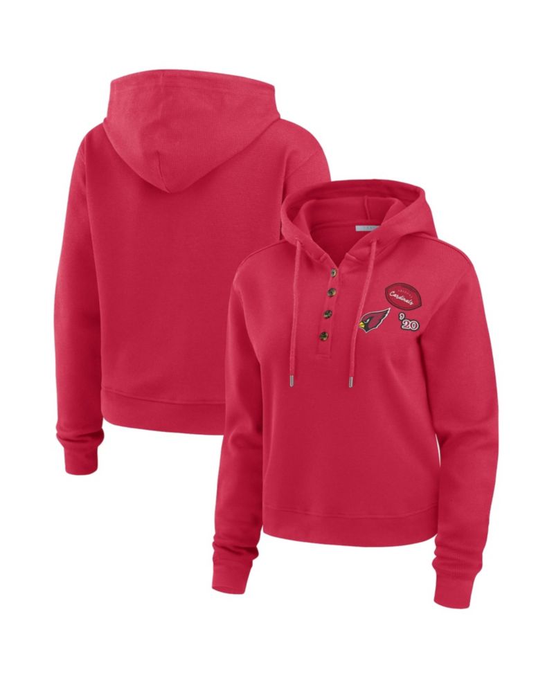 Women's Cardinal Arizona Cardinals Waffle Hoodie Pullover Sweatshirt