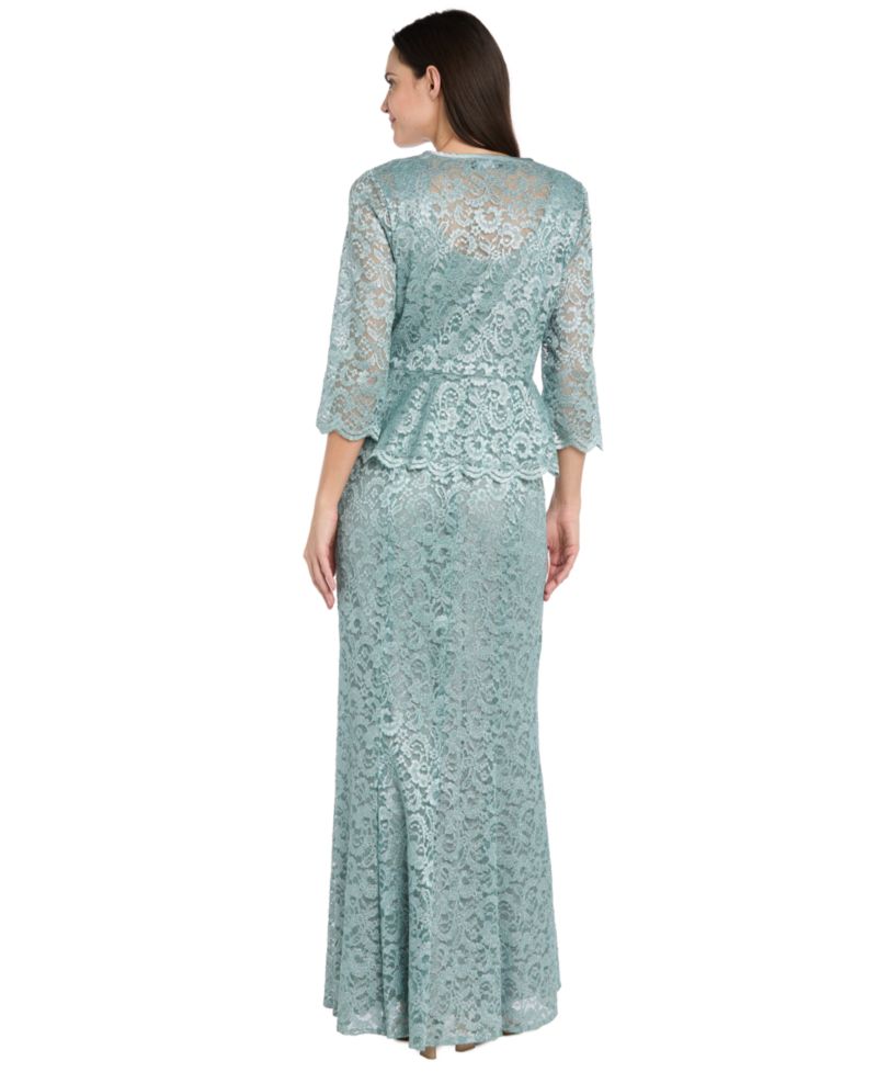 Petite 2-Piece Metallic-Lace Gown & Jacket Set