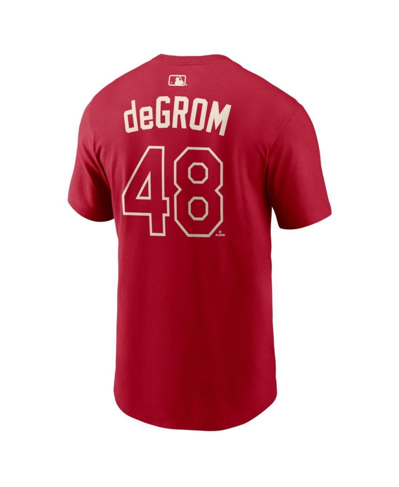 Men's Jacob DeGrom Red Texas Rangers 2026 City Connect Name & Number T-Shirt