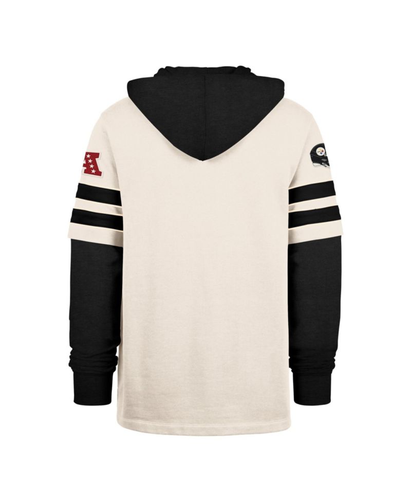 Men's '47 Cream Pittsburgh Steelers Split Zone Cornerback Duo Lacer Hoodie