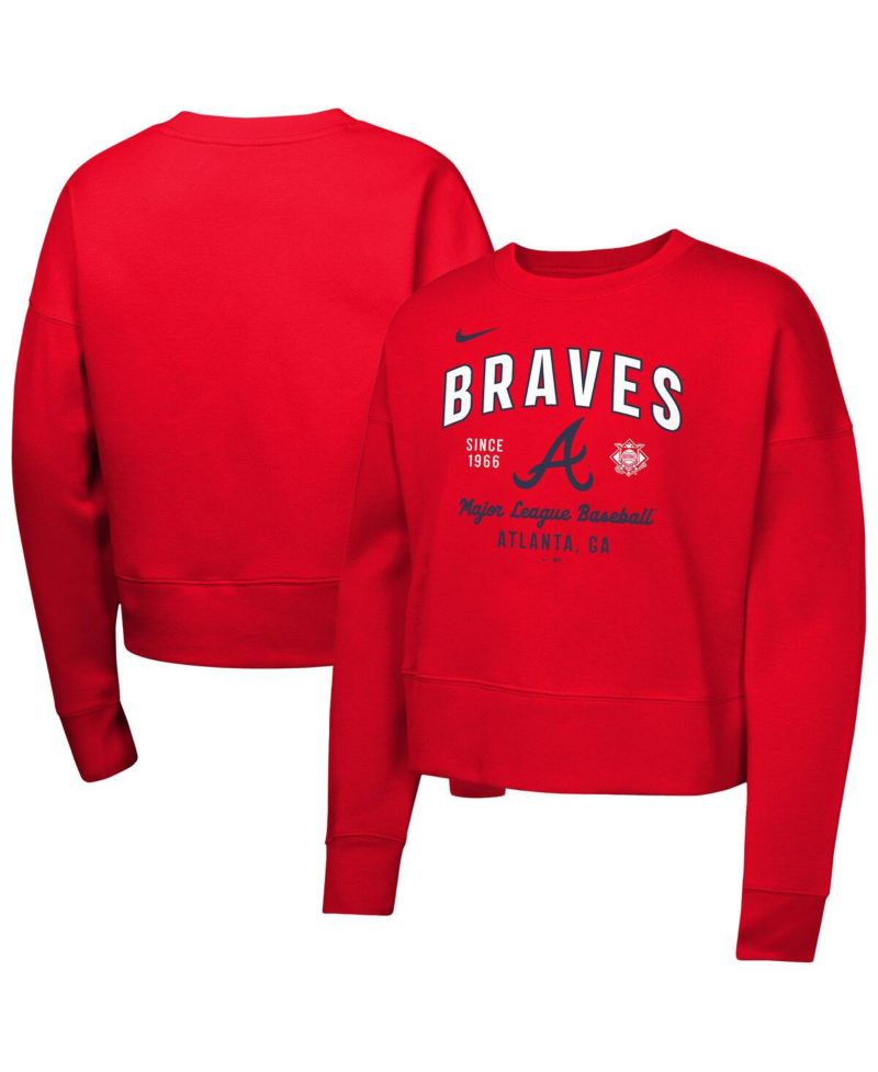 Big Girls Red Atlanta Braves Fleece Sweatshirt