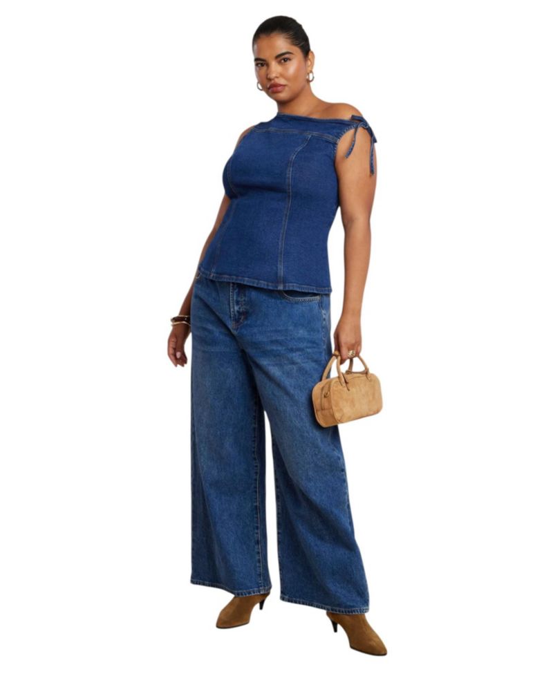 Women's Plus Size Asym Denim Top