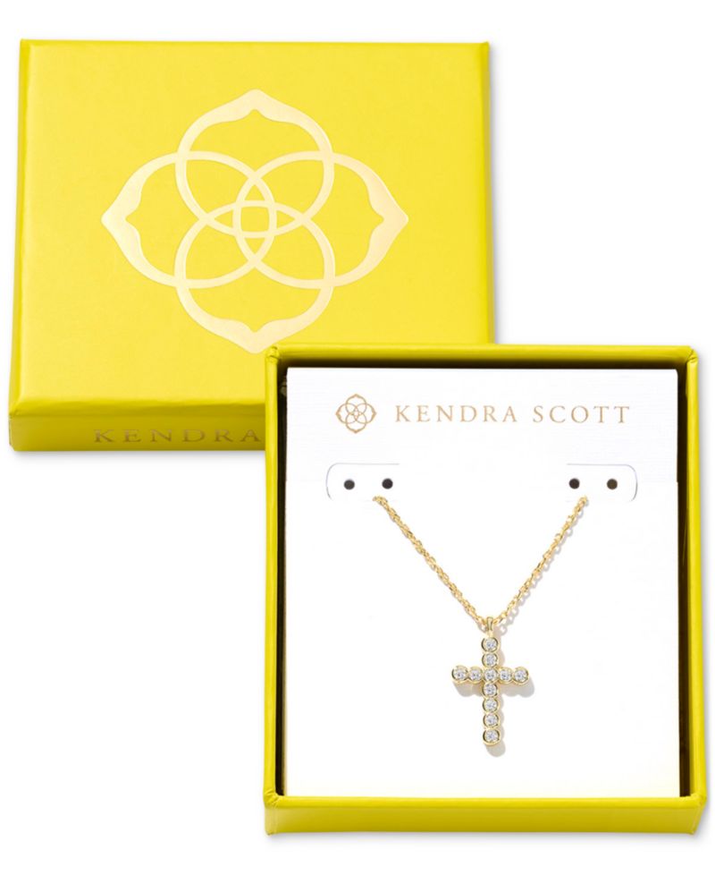 14k Gold-Plated Crystal Cross 19" Pendant Necklace