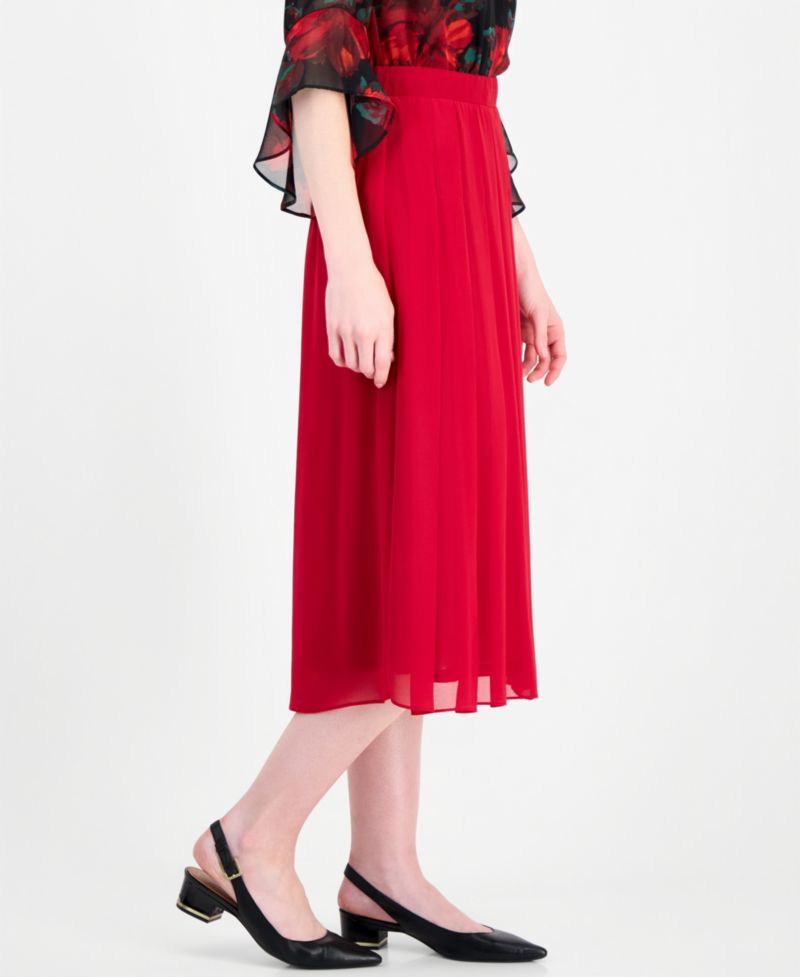 Women's Pull-On Front Pleated Lined Skirt