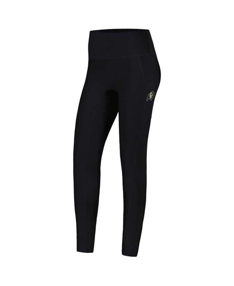 Women's Black Colorado Buffaloes 7/8 Mixed Media Pocket Leggings