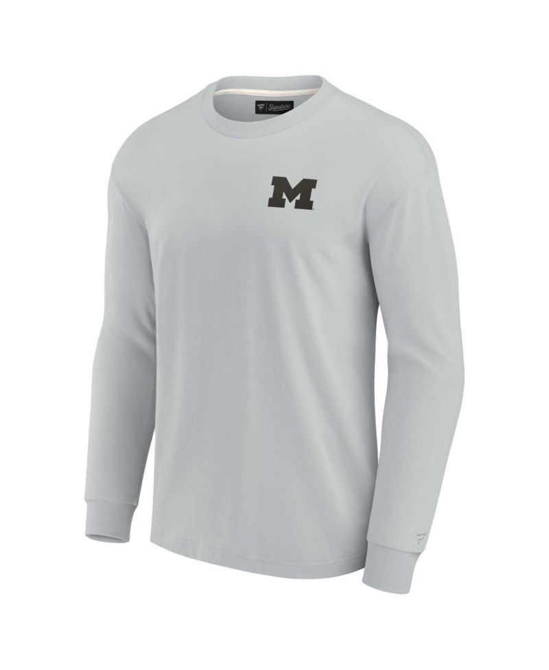 Men's and Women's Gray Michigan Wolverines Super Soft Long Sleeve T-shirt