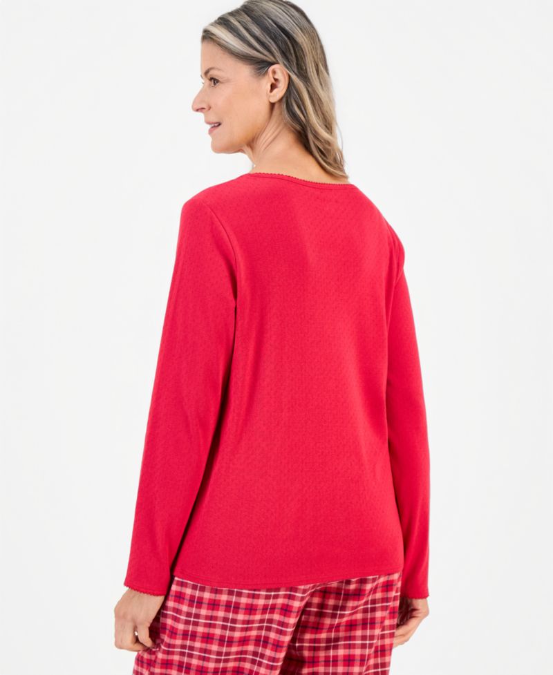 Women's Long Sleeve Pointelle Top