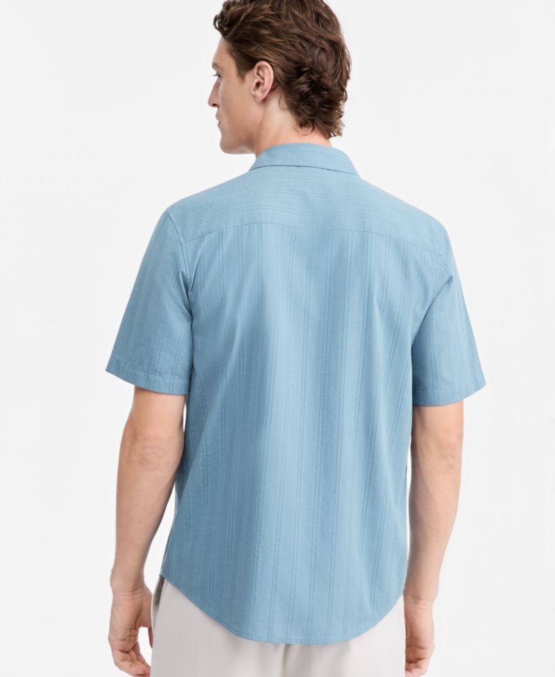 Men's Textured Striped Resort Shirt, Macy's Exclusive