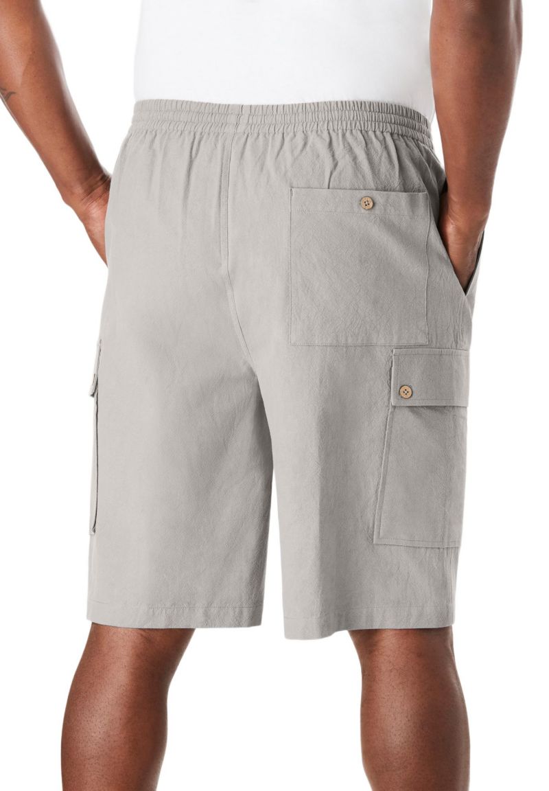 Men's Full Elastic Waist Gauze Cargo Shorts
