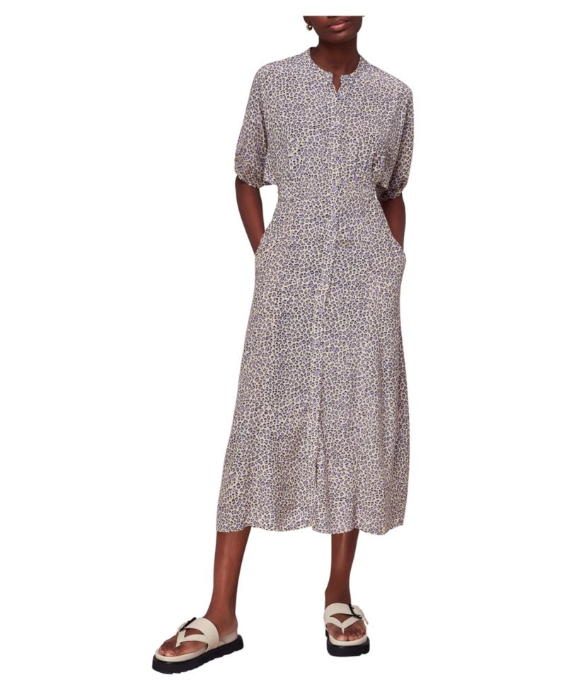 Women's Dashed Leopard Midi Short-Sleeve Dress