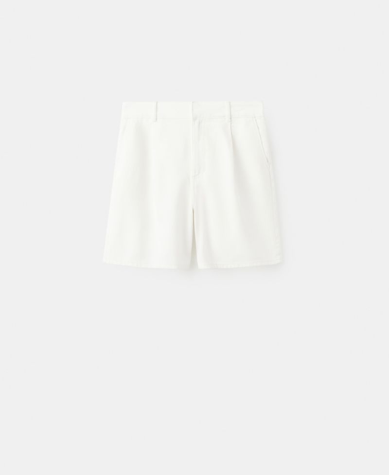 Women's Pleats Mid-Rise Denim Bermuda Shorts