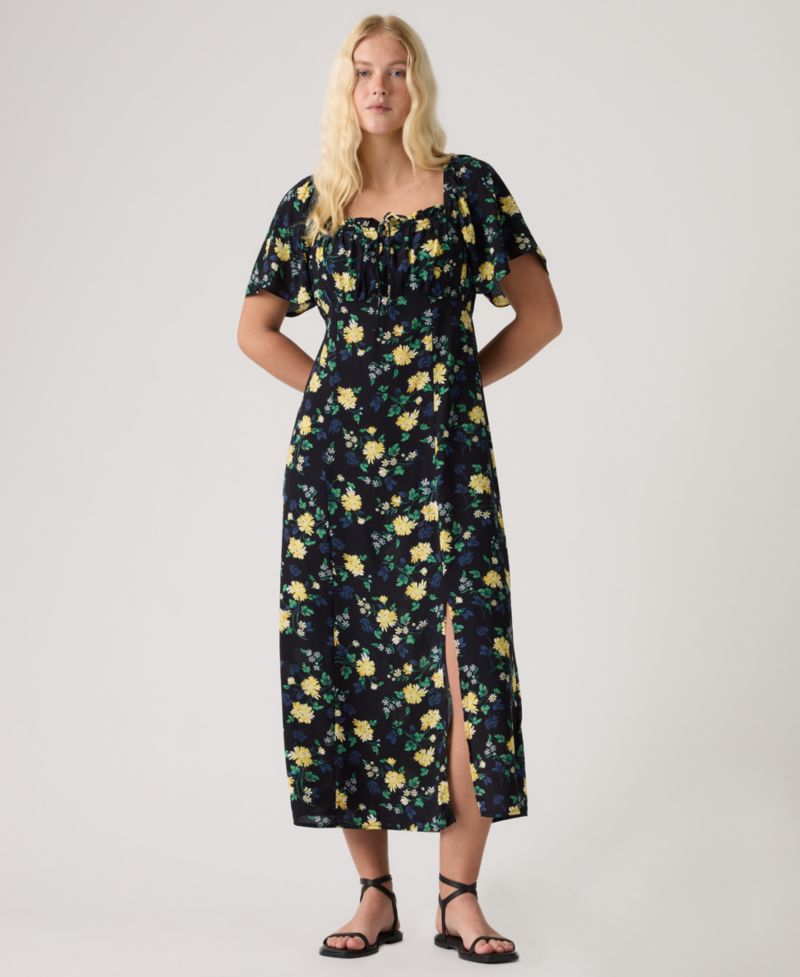 Premium Women's Amara Column Flutter-Sleeve Midi Dress