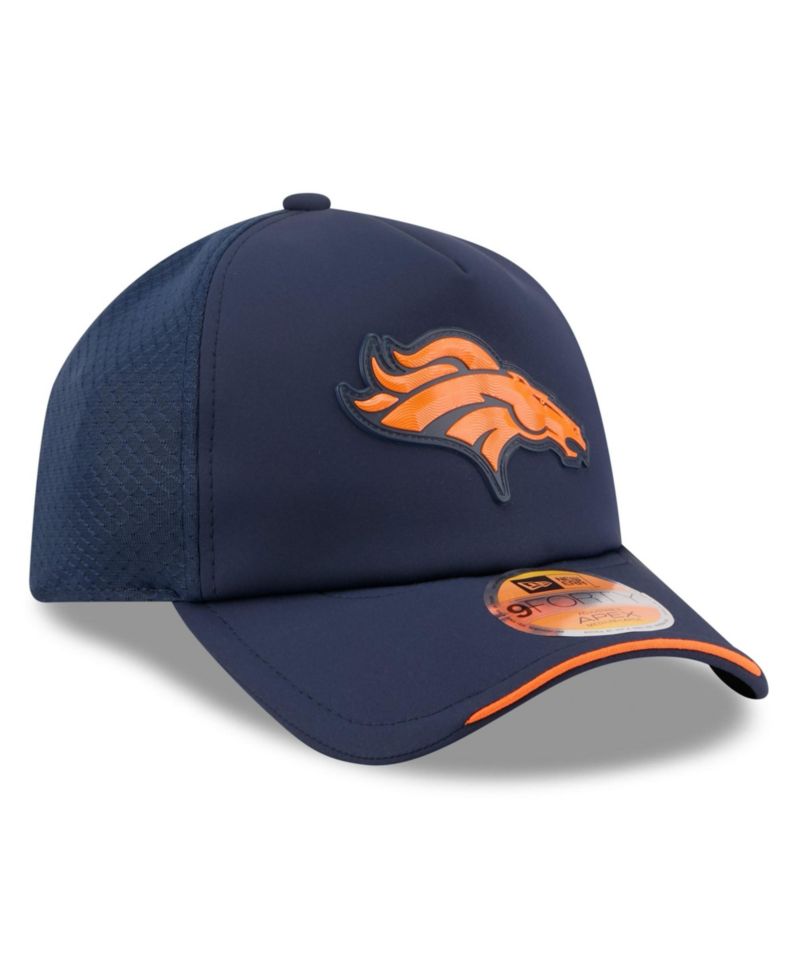 Big Boys and Girls Navy Denver Broncos 2026 Sideline Apex 9FORTY Adjustable Trucker Hat