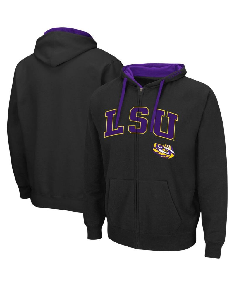 Men's Black LSU Tigers Big and Tall Full-Zip Hoodie