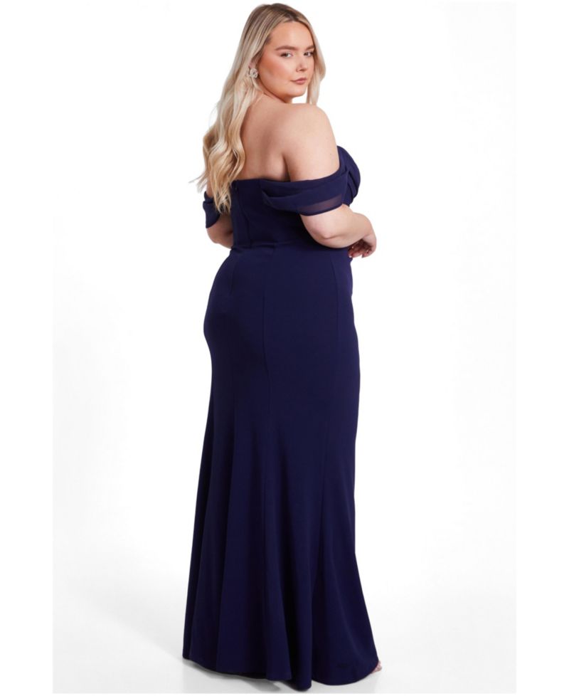 Women's Plus Size Chiffon Bardot Maxi Dress