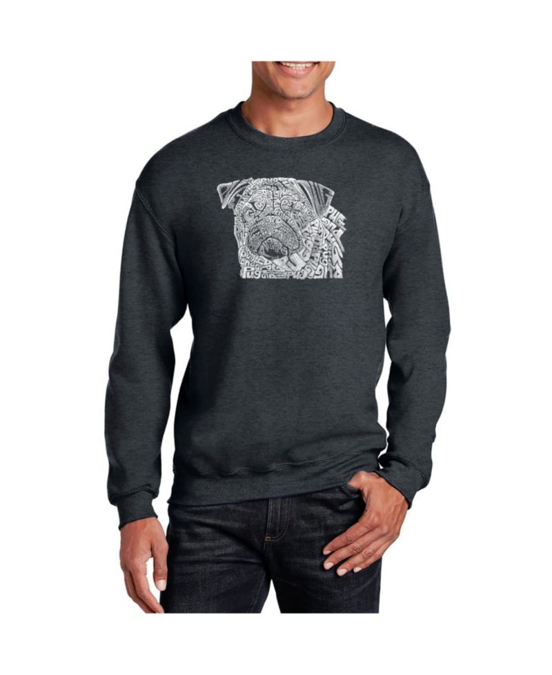 Men's Word Art Pug Face Crewneck Sweatshirt