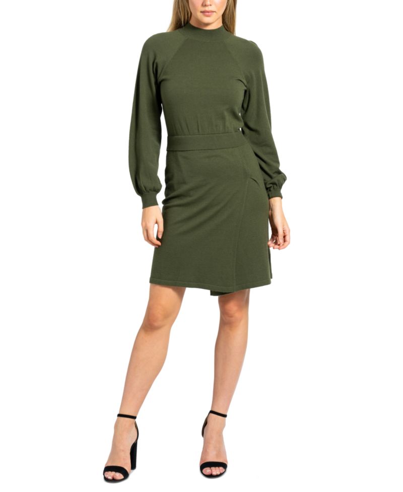 Women's Mock Neck Long-Sleeve Sweater Dress