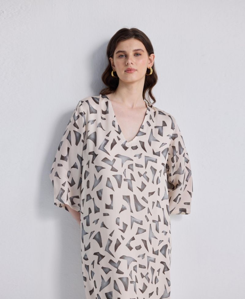 Women's Maxi Dress with Side Slits in Mosaic