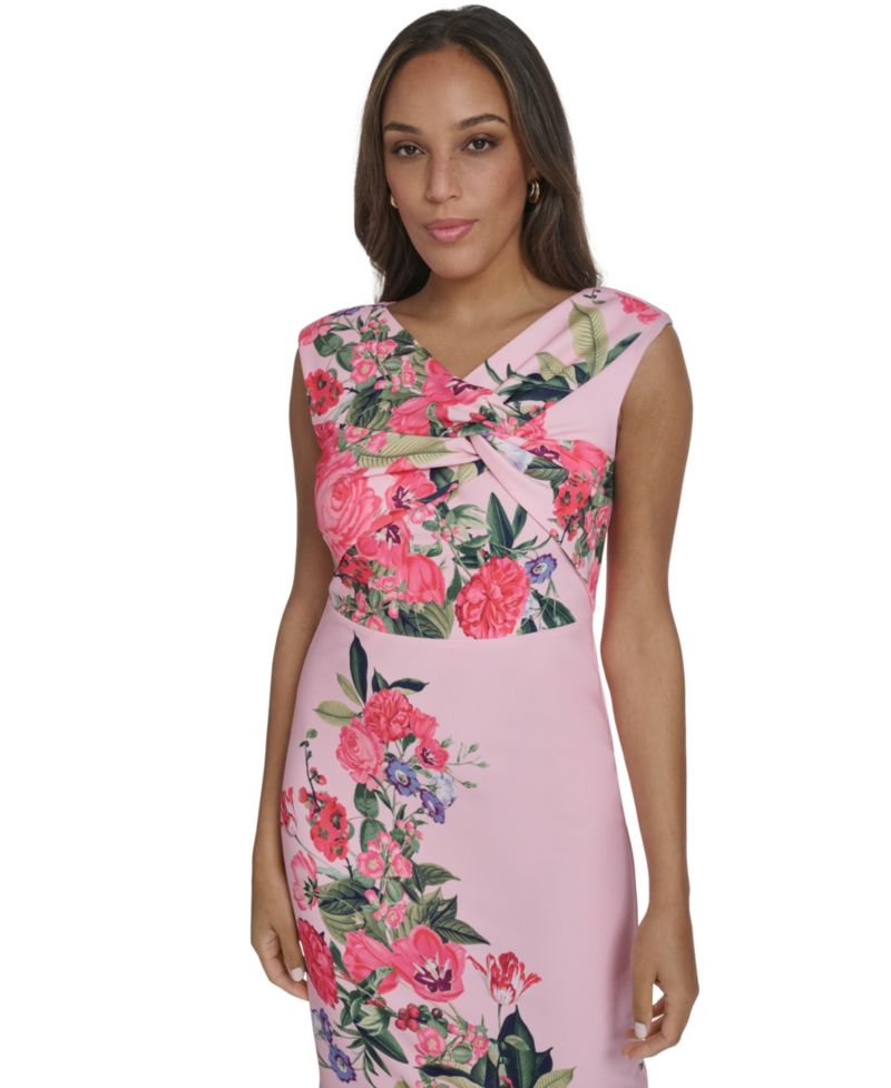 Petite Draped Bodice Midi Dress