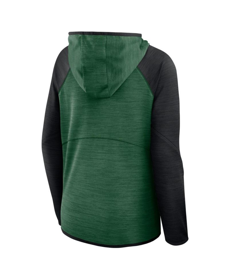 Women's Green/Black New York Jets Redzone End Around Pass Raglan Full-Zip Hoodie