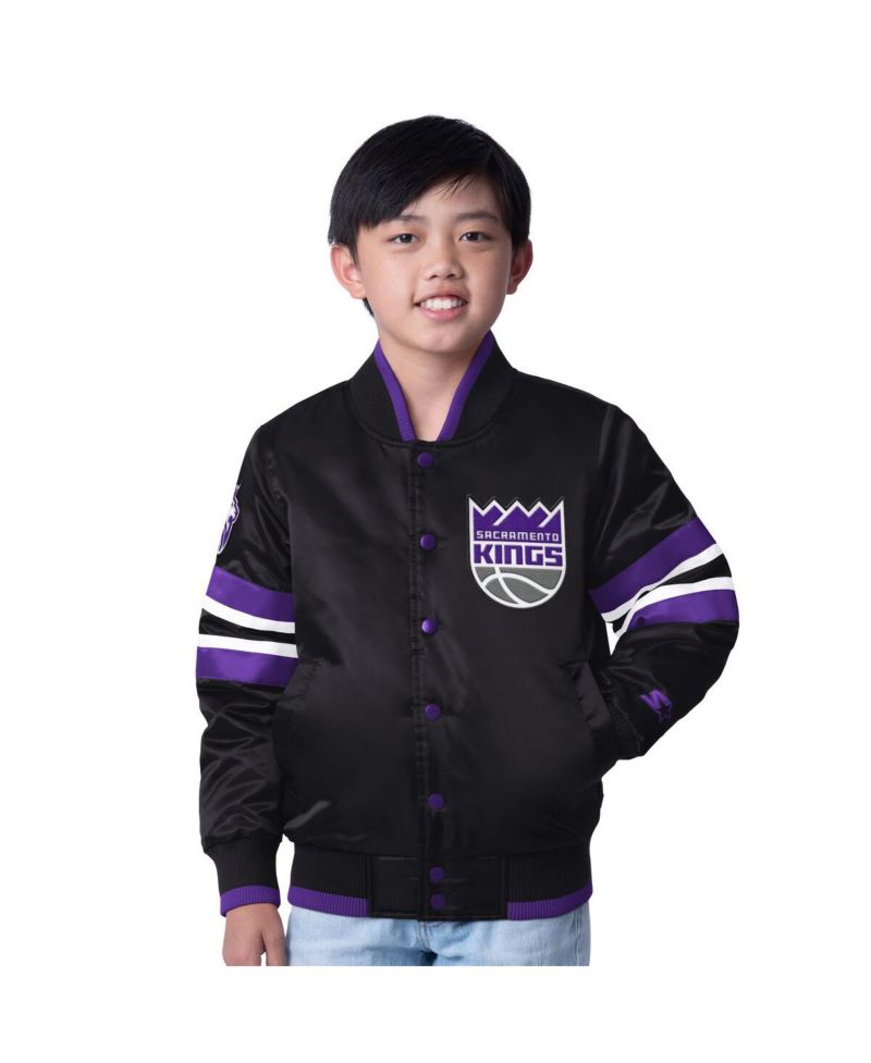 Big Boys and Girls Black Sacramento Kings Scout Varsity Full-Snap Jacket
