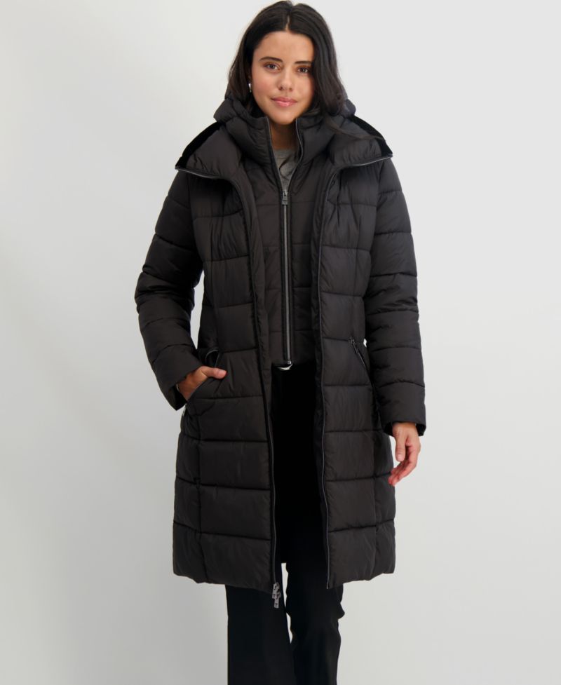 Women's Hooded Bibbed Puffer Coat