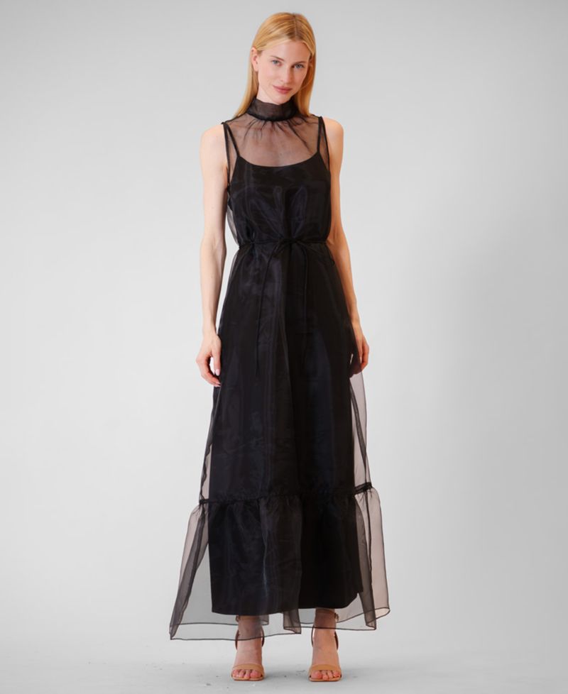 Women's High-Neck Overlay Dress