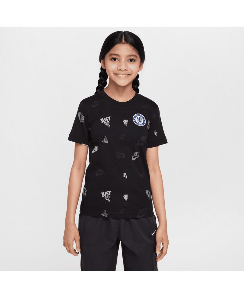 Big Boys and Girls Black Chelsea Just Do It Crest T-Shirt