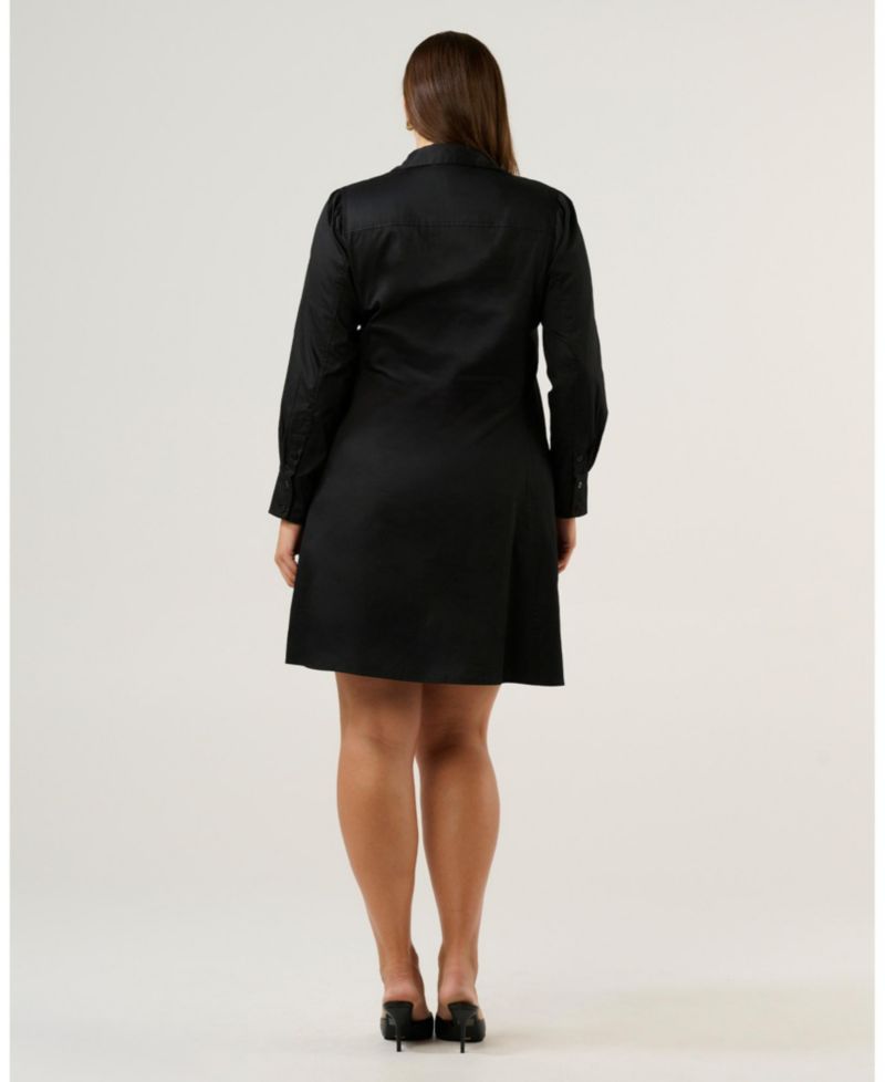 Plus size Asher Mini Cotton Long Sleeve Shirt Dress