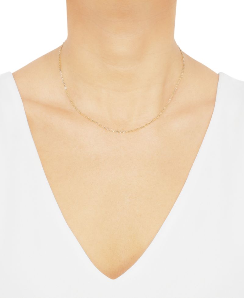 16"-18" Flat Rolo Chain Necklace (1-3/8mm) in 14k Gold