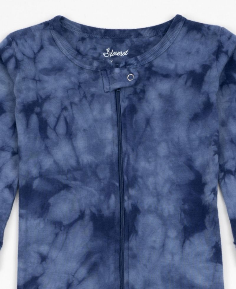 Toddler Matching Family One Piece Footed Cotton Long Sleeve Tie Dye Pajamas.