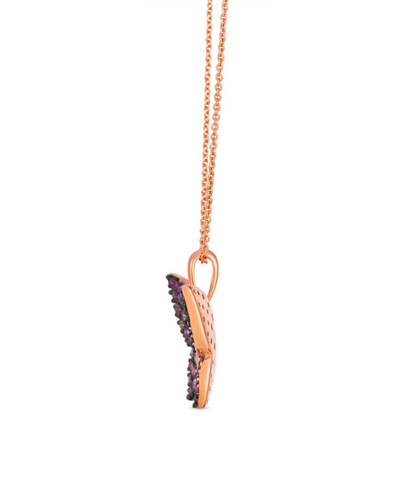 Sapphire Ombre (0.34 ct. t.w.) and Pink Sapphire Ombres (0.82 ct. t.w.) Butterfly Necklace in 14k Strawberry Gold