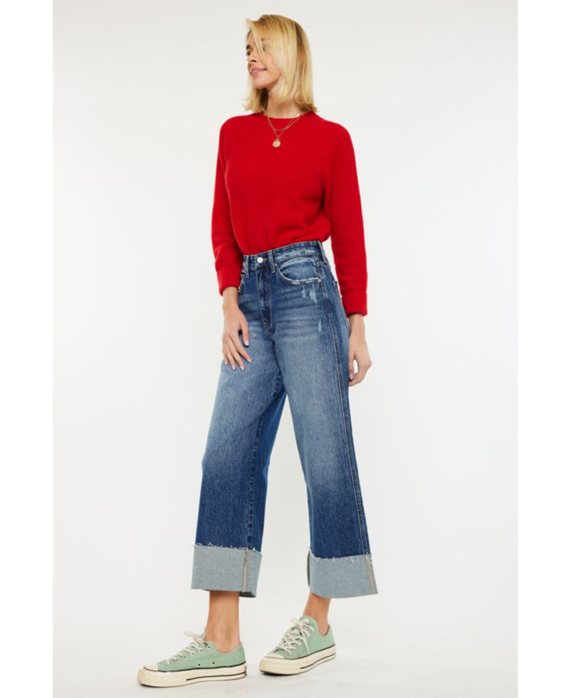 Women's Lynn High-Waisted Cropped Wide-Leg Jeans