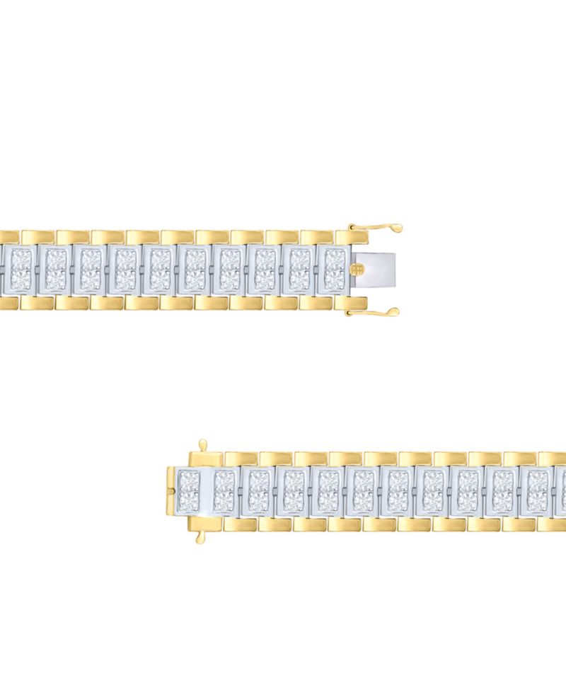 Men's Diamond Link Bracelet (1 ct. t.w.) in Sterling Silver & 14k Gold-Plate or Sterling Silver