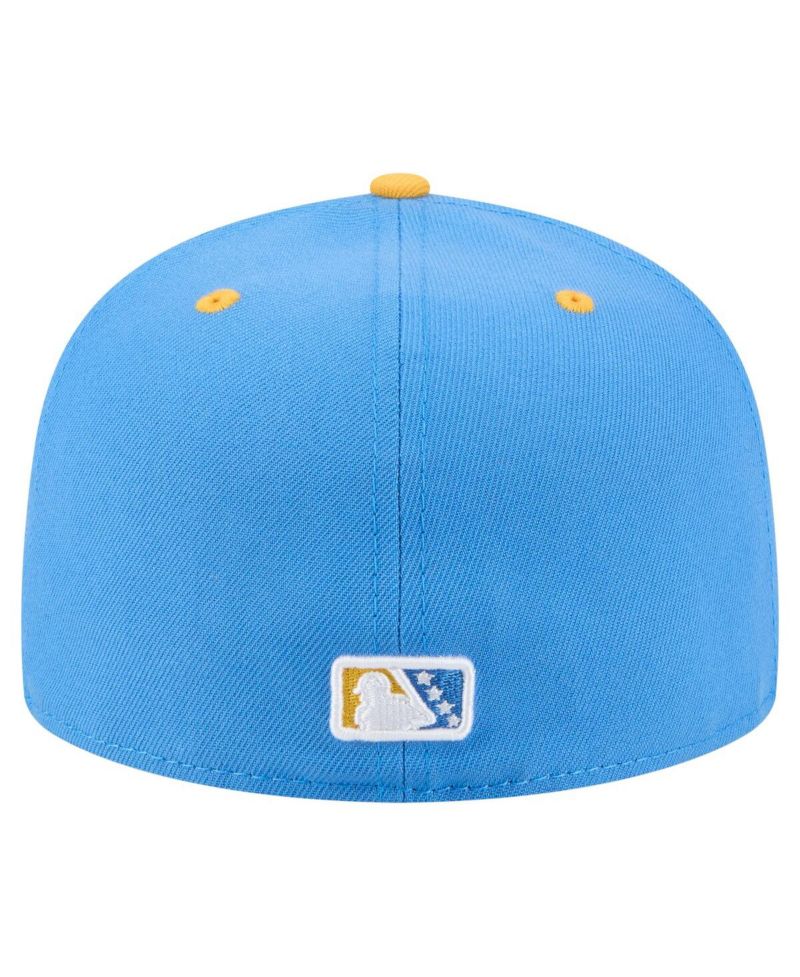 Men's Blue/Yellow Myrtle Beach Pelicans Authentic Collection 59FIFTY Fitted Hat