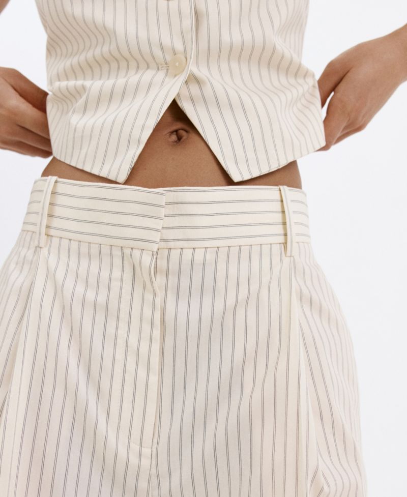 Women's Pinstripe Pleated Bermuda Shorts