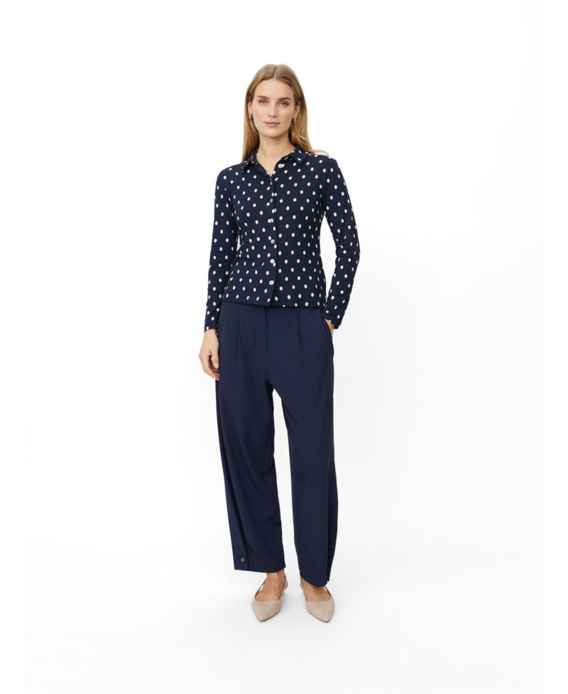 Women's Maiviona Long-Sleeve Collared Polka-Dot Shirt
