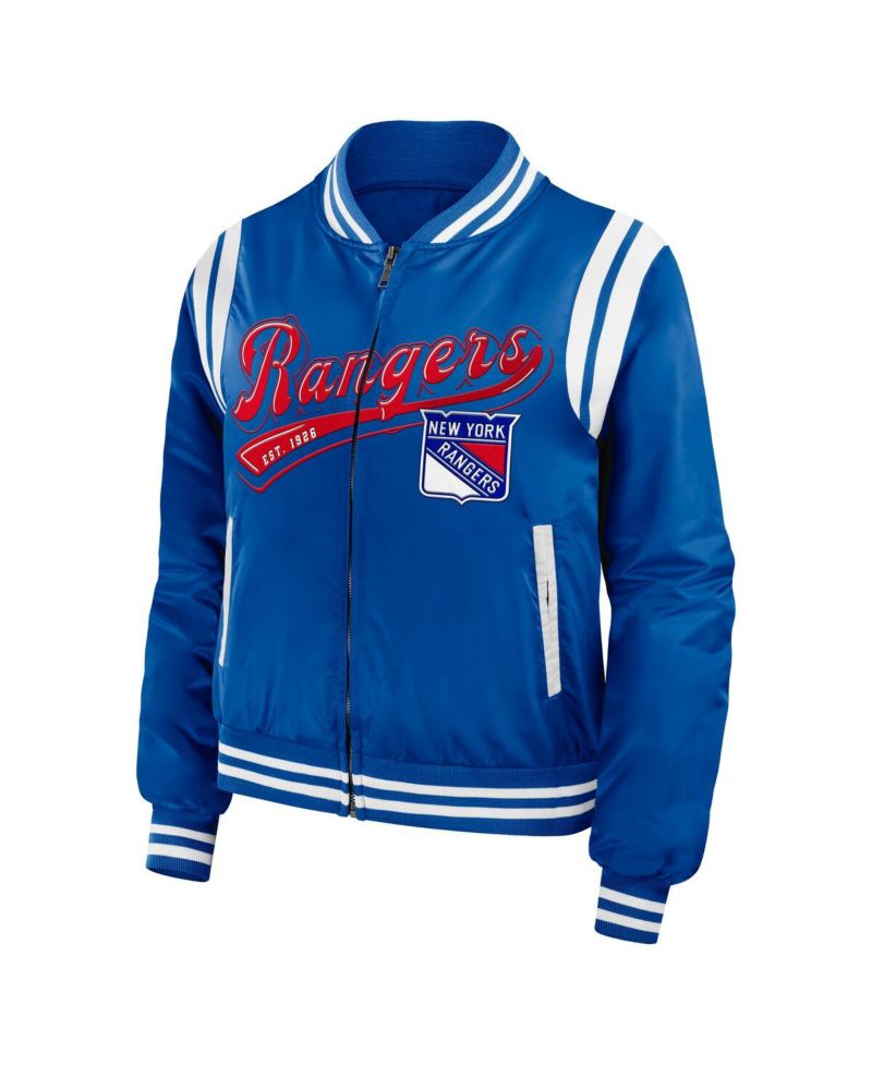 Women's Blue New York Rangers Baller Full-Zip Bomber Jacket