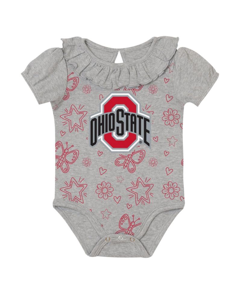 Baby Boys and Girls Scarlet/Gray Ohio State Buckeyes Two-Pack Playtime Ruffle Bodysuit Set