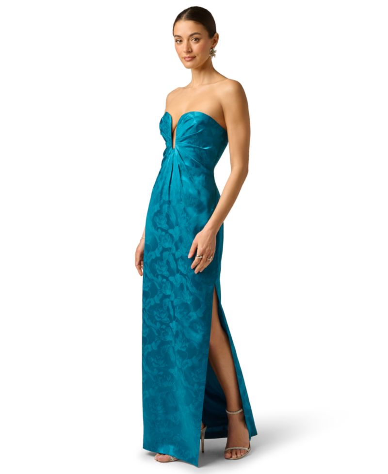 Women's Printed Strapless Pleated Dress