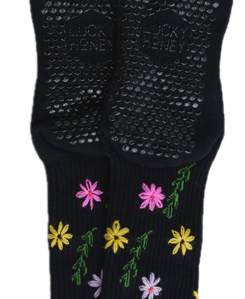 Lucky Honey Women's Wildflower Grip Crew Socks