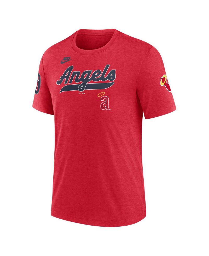 Men's Heather Red California Angels Cooperstown Collection Eras Tri-Blend T-Shirt