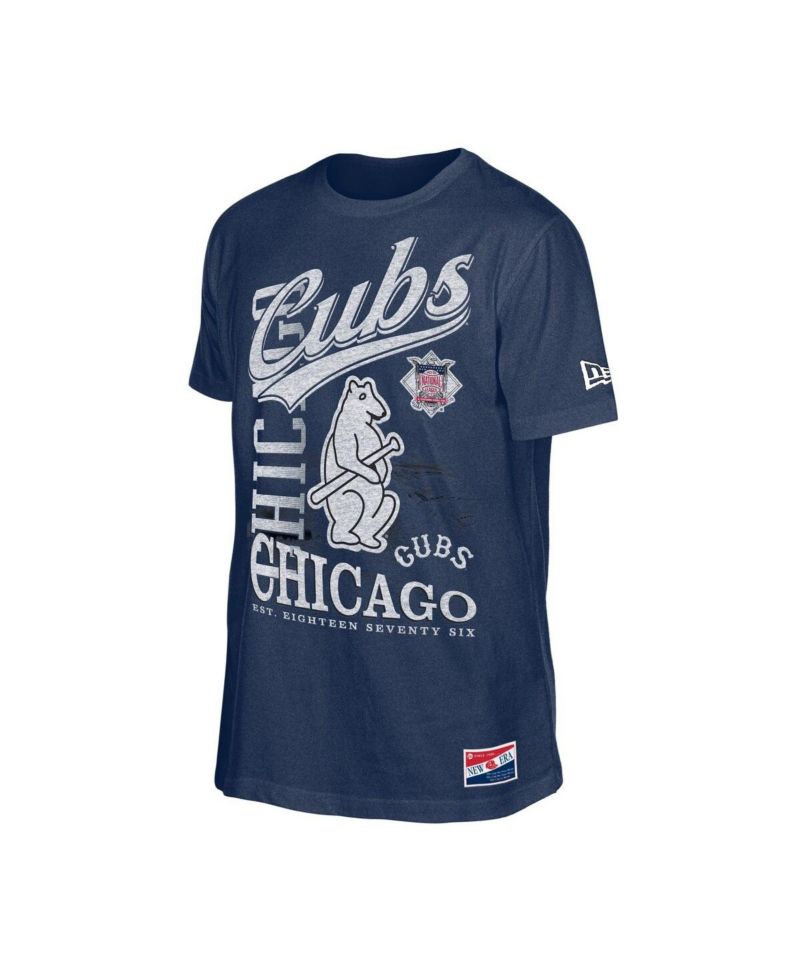 Men's Navy Chicago Cubs Oversized Throwback Distressed T-Shirt