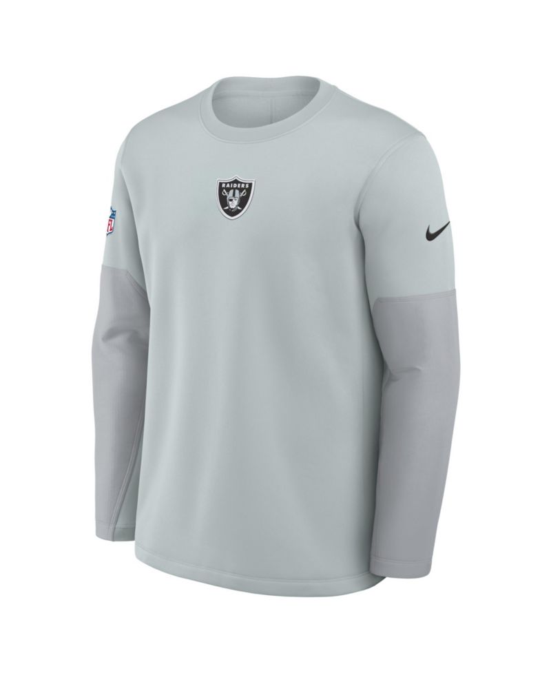 Men's Silver Las Vegas Raiders Sideline Scripted to Win Performance Long Sleeve T-Shirt