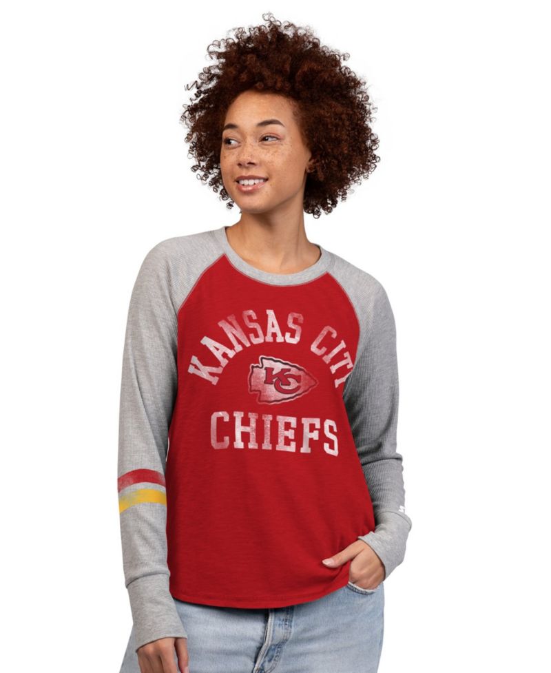 Women's Red/Gray Kansas City Chiefs Waffle-Knit Raglan Long Sleeve T-Shirt