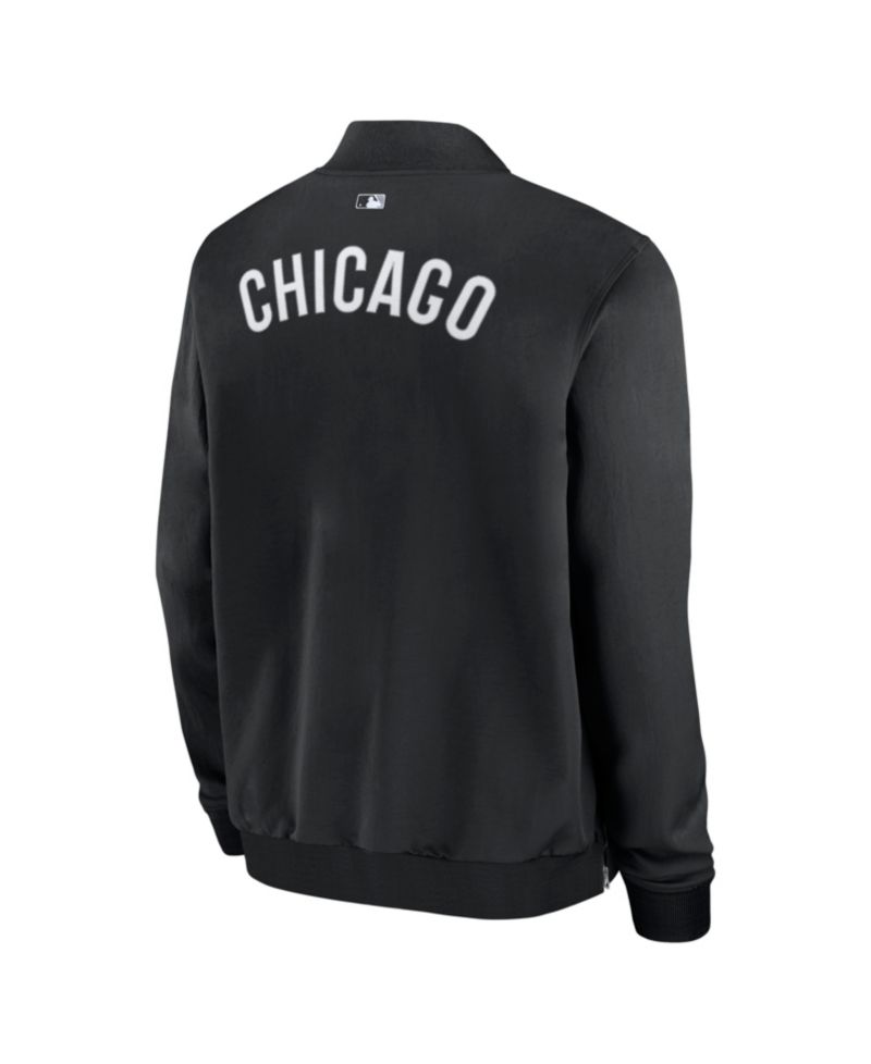 Men's Black Chicago White Sox Authentic Collection Dugout Relaxed Full-Zip Bomber Jacket